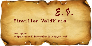 Einviller Valéria névjegykártya